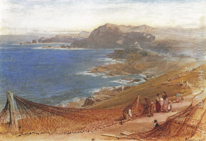 Cleaning Nets painting - Albert Goodwin Cleaning Nets art painting